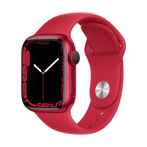 Apple Watch Series 7 GPS, 41mm RED Aluminium Case with RED Sport Band - Smart hodinky