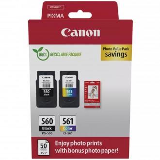Canon PG-560 / CL-561 black+color + 50ks fotopapier 10x15cm GP-501 - Náplne pre tlačiareň