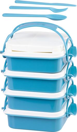 Strend Pro 801807 - Obedár MagicHome, hranatý, 4 dielny, s príborom, 4x 800 ml, 160x195x260 mm