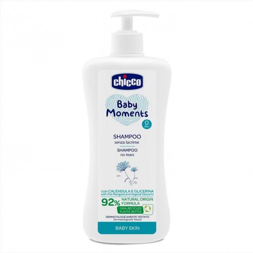 CHICCO Šampón na vlasy s dávkovačom Baby Moments 92 % prírodných zložiek 500 ml