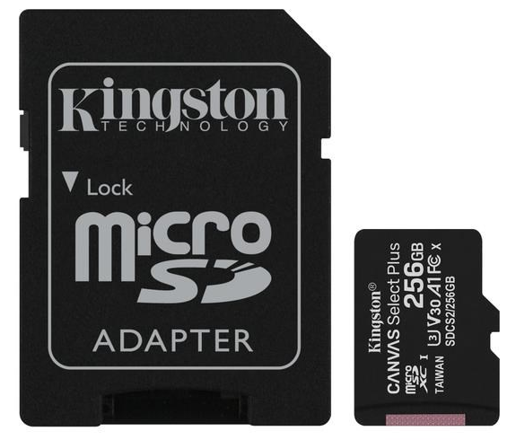 Kingston Canvas Select Plus MicroSDXC 256GB class 10 (r100MB,w85MB) - Pamäťová karta + adaptér