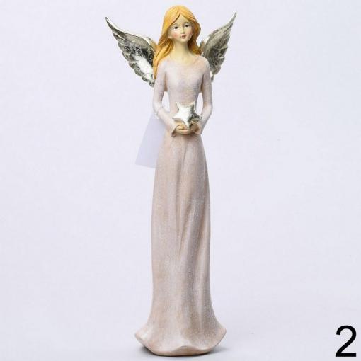 Anjel ružovo zlatý s hviezdou 12x7x31,5cm - Dekorácia
