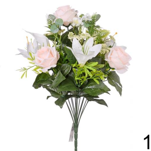 Kytica ruža ľalia cala svetloružová 48 cm - Umelé kvety