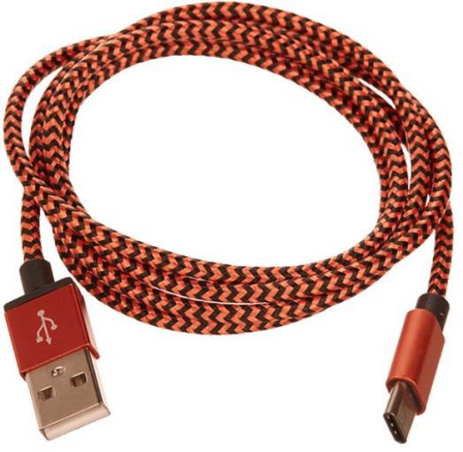 CellFish  1m univerzálny pletený kabel USB-C oranžový (bulk) - kábel USB-C
