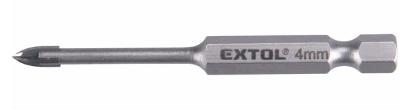 EXTOL - Vrták do skla a keramiky 4mm, šesťhranná 1/4" stopka