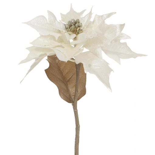 Poinsettia krémová zlatá 32cm - Umelý kvet vianočný