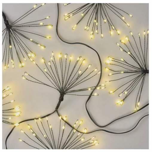 Emos Vianočná reťaz - svietiace trsy nano 2.35m teplá biela, časovač - Vianočné osvetlenie