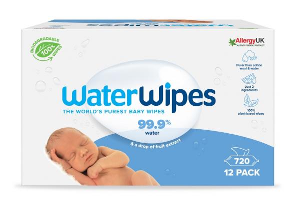 12x WATERWIPES Vlhčené obrúsky bez obsahu plastov 60 ks ( 720 ks )