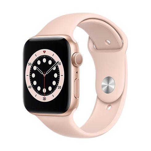 Apple Watch Series 6 GPS, 44mm Gold Aluminium Case with Pink Sand Sport Band - Smart hodinky