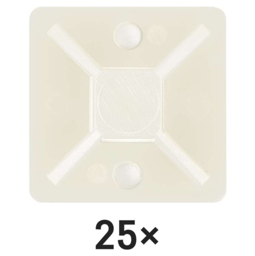 Emos Samolepiace príchytky sťahovacej pásky 20×20mm, biele, 25ks - samolepiace pätky