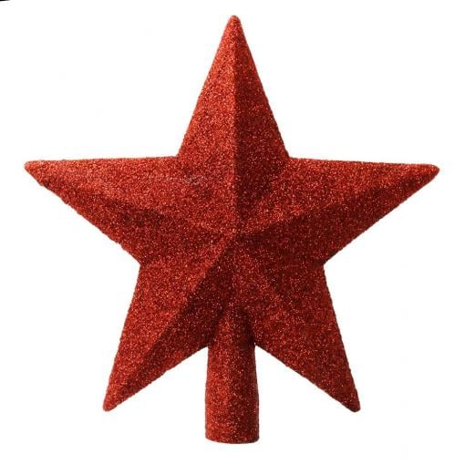 Vianočný špic hviezda glitter 20cm červená - Dekorácia