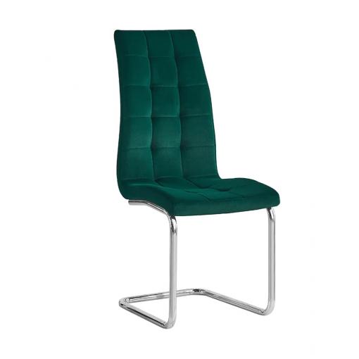SALOMA NEW SM - jedálenská stoliča látka Velvet smaragdová / podnož chróm