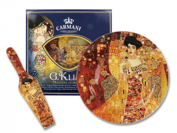 Carmani - Sklenený tanier s lopatkou KLIMT Adela 30cm