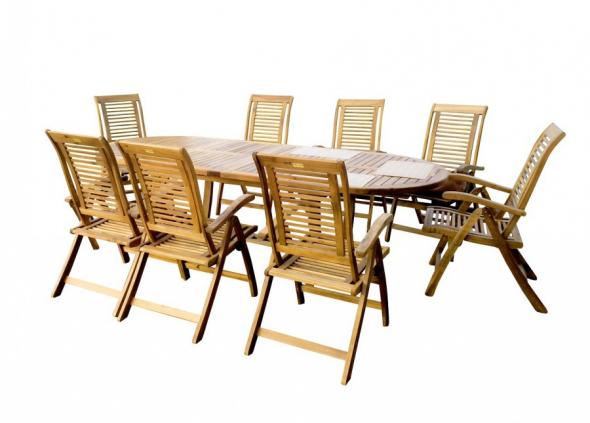 Hecht ROYAL SET - Záhradný nábytok, stol + 8 polohovateľných kresiel