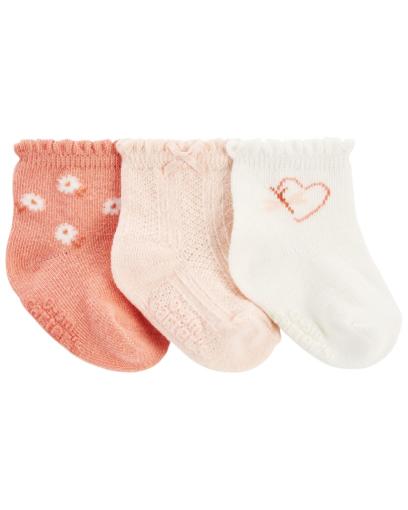 CARTER'S Ponožky Pink Flower dievča LBB 3 ks 3-12m