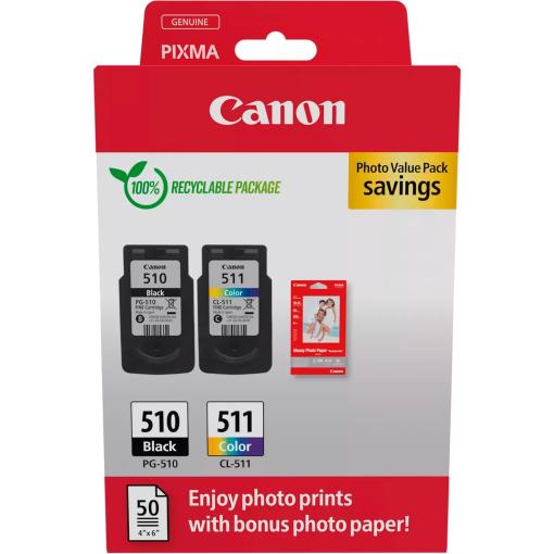 Canon PG-510 / CL-511 Multi pack + 50ks fotopapier 10x15cm GP-501 - Náplne pre tlačiareň