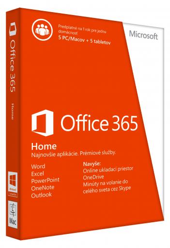 Microsoft Office 365 Premium pre domácnosti SK (1 rok, 5 PC) - Kancelársky balík