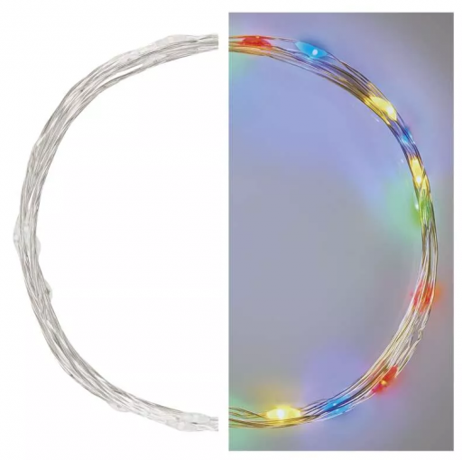 Emos Vianočná reťaz Nano 20 LED 1.9m, 2xAA, časovač, multicolor - Vianočné osvetlenie