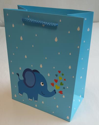 Florasystém - Darčeková taška 23x18x10cm slon modrá