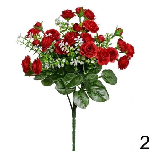 Kytica mini ruža červená 33 cm - Umelé kvety