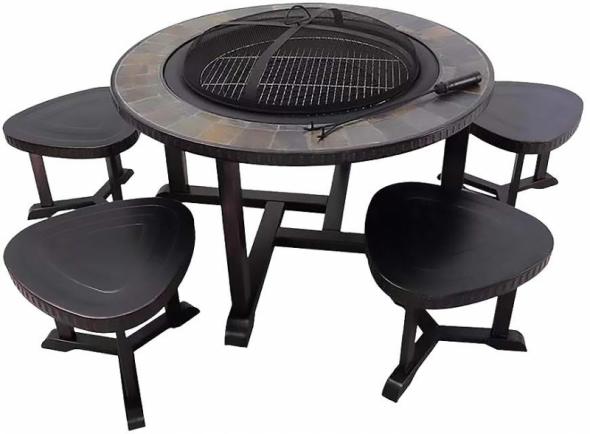 Strend Pro - Ohnisko Grill, kovové, 4 stoličky, 105 cm