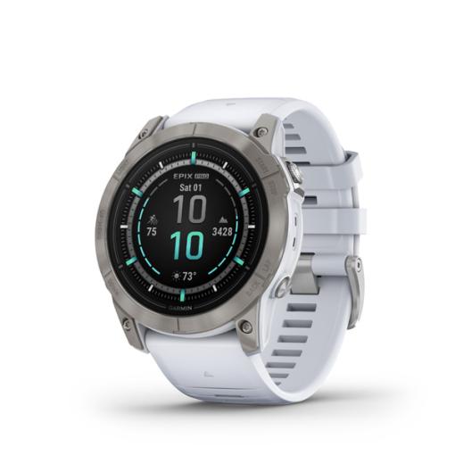 Garmin epix Pro (g2) Sapphire, 51mm, Titanium, Whitestone band - Prémiové multi-športové smart GPS hodinky s AMOLED displejom a LED baterkou