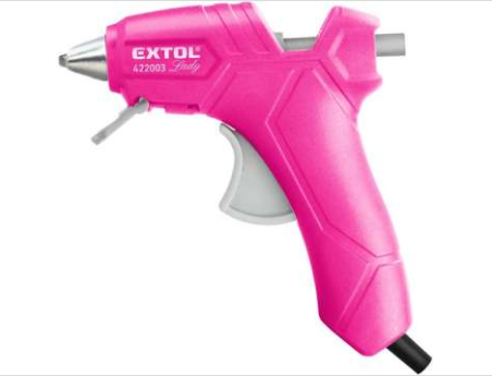 EXTOL - Pištoľ lepiaca tavná ružová, max. 70W, pracovný príkon 25W, tavné tyčinky pr.7,2mm