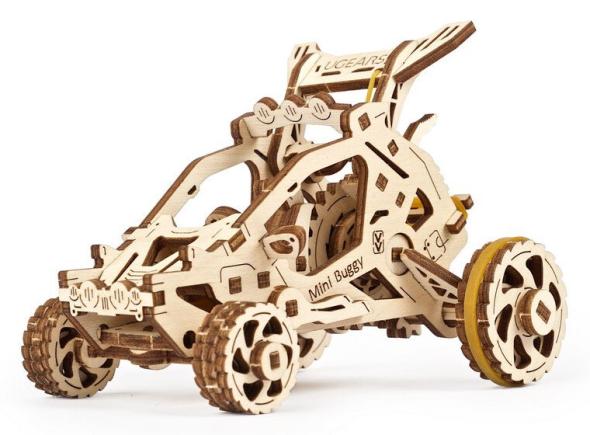 UGEARS 3D drevené mechanické puzzle Mini bugina - 3D skladačka