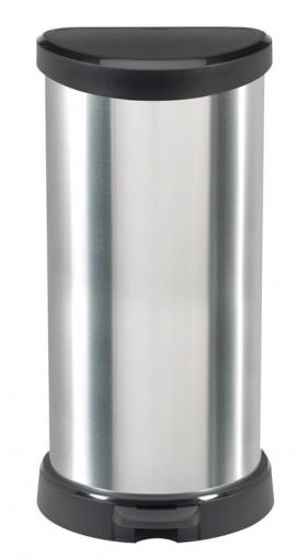 Strend Pro - Kôš Curver® DECO BIN 40L, strieborný/čierny, na odpad