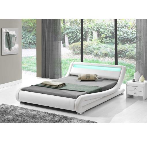 FILIDA 160 BI - Moderná posteľ s RGB LED osvetlením, biela, 160x200cm