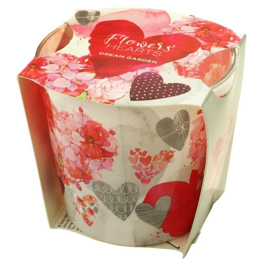 Flowers hearts SECRET 150g - Sviečka voňavá v skle