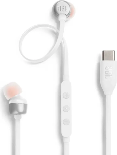 JBL Tune 310C biele - Káblové USB-C slúchadlá do uší s vysokým rozlíšením