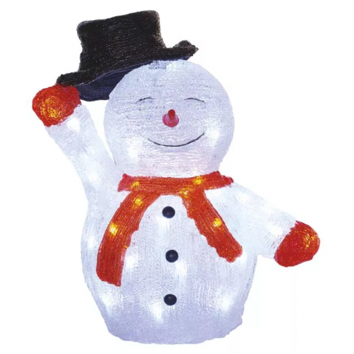 Emos LED vianočný snehuliak s klobúkom 36cm, vonkajší aj vnútorný, studená biela, časovač - Vianočná dekorácia