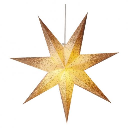 Emos LED hviezda papierová závesná so zlatými trblietkami na okrajoch, biela, 60cm, vnútorná - Vianočná dekorácia