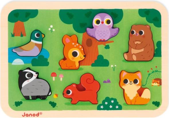 Janod Janod Drevené vkladacie puzzle pre najmenších Lesné zvieratá Chunky