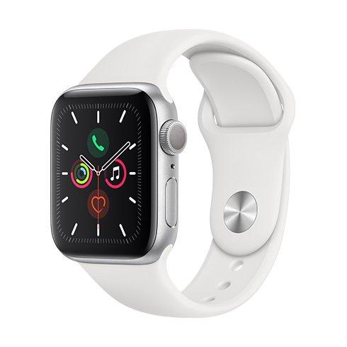 Apple Watch Series 5 GPS, 40 mm Silver Aluminium Case with White Sport Band - Smart hodinky