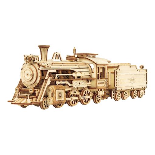 RoboTime drevené 3D puzzle Parná lokomotíva - 3D skladačka