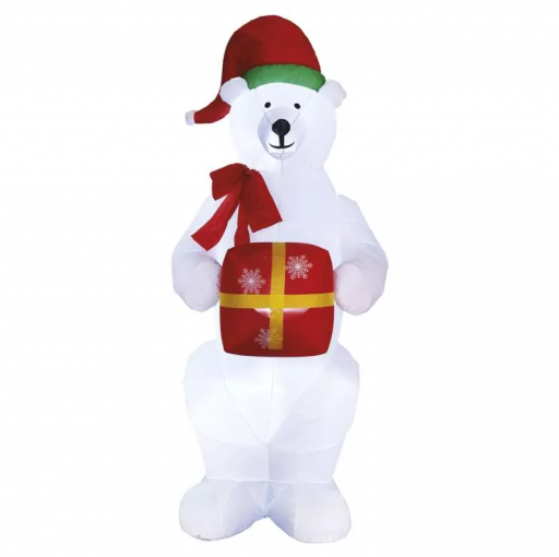 Emos LED ľadový medveď s vianočným darčekom nafukovací,240cm, vonk./vnút., studená biela - Vianočná dekorácia