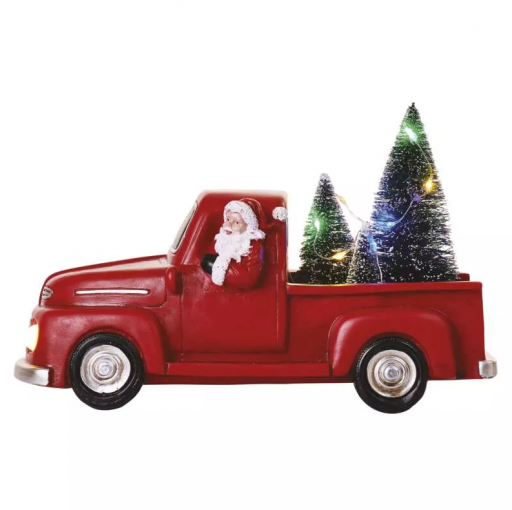 Emos LED dekorácia – Santa v aute s vianoč. stromčekmi 10cm, 3x AA, vnútorná, multicolor - Vianočná dekorácia