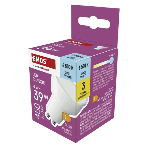 Emos Classic MR16 4W GU10 450lm studená biela - LED žiarovka