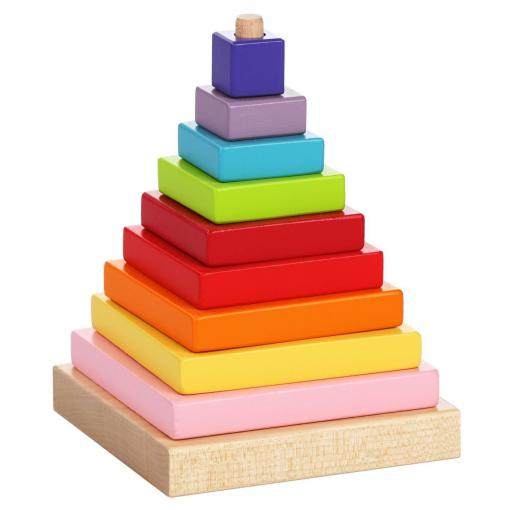 CUBIKA CUBIKA 13357 Farebná pyramída - drevená skladačka 9 dielov