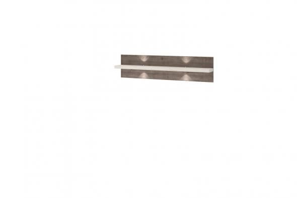 MANHATT B 16 CIER/DRBC KOMPL - panel s policou, Čierna matná / Dub ribbek koňak