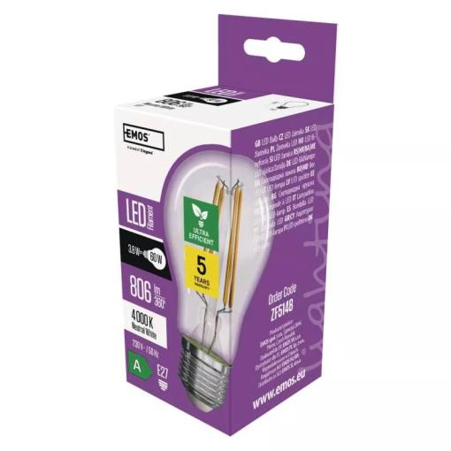 Emos Filament A60 3.8W E27 neutrálna biela - LED žiarovka