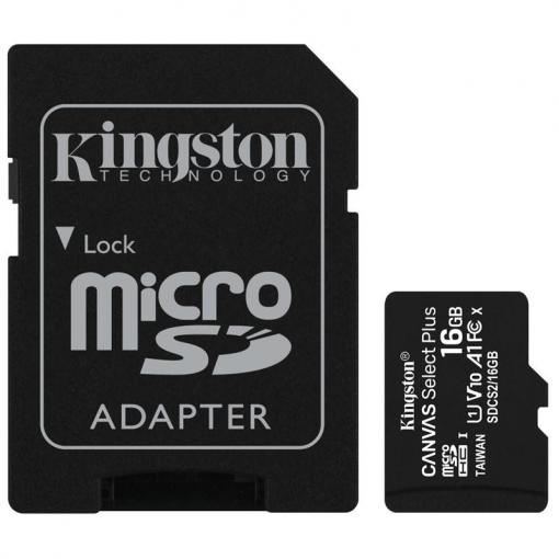 Kingston Canvas Select Plus MicroSDHC 16GB Class 10 (r100MB,w10MB) - Pamäťová karta + adaptér