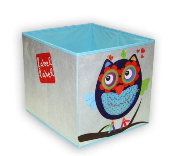 LABEL LABEL Krabica Sovička - modrá - Box na hračky