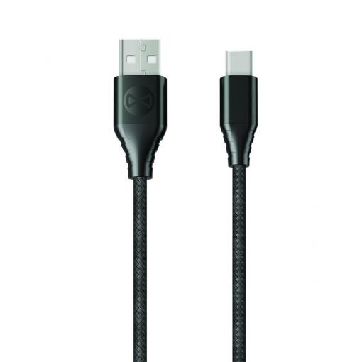 Forever Core USB-C kábel 1.5m čierny textilný - Prepojovací kábel 3A