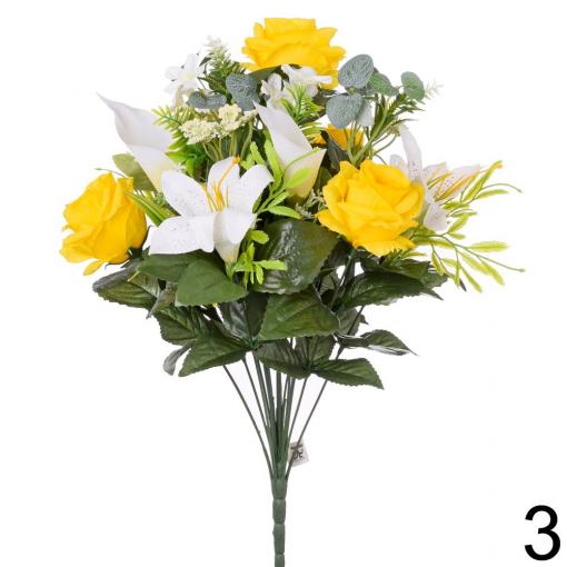 Kytica ruža ľalia cala žltá 48 cm - Umelé kvety