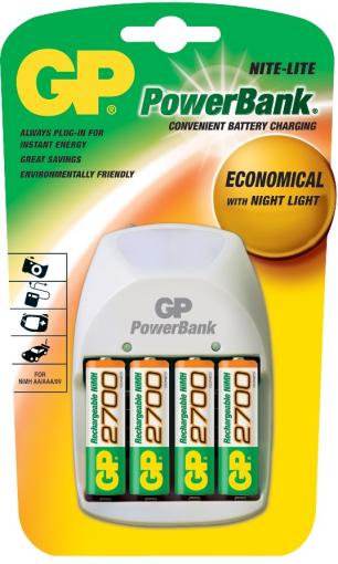 Emos PowerBank Nite-lite + 4x AA 2700mAh - Nabíjačka s batériami SET