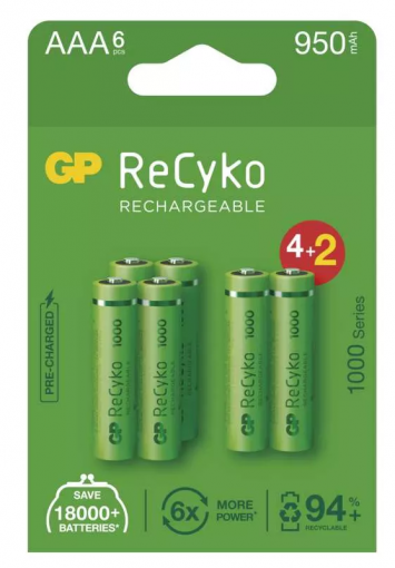 GP ReCyko HR03 (AAA) 950mAh 4+2ks - Nabíjacia batéria