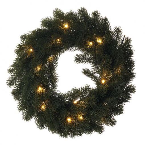 Emos LED vianočný veniec 40cm, 2xAA, vnútorný, teplá biela, časovač - Vianočná dekorácia